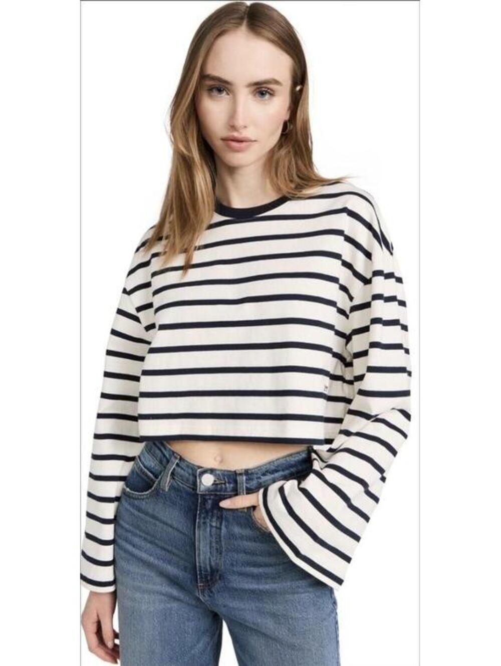Frame Cropped Bell Sleeve Tee (M)